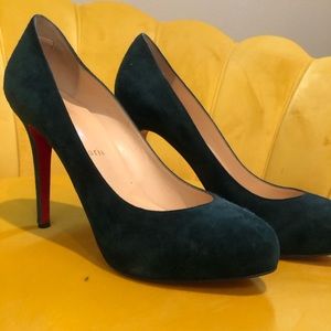 Christian Louboutin green suede So Kate pumps 37.5